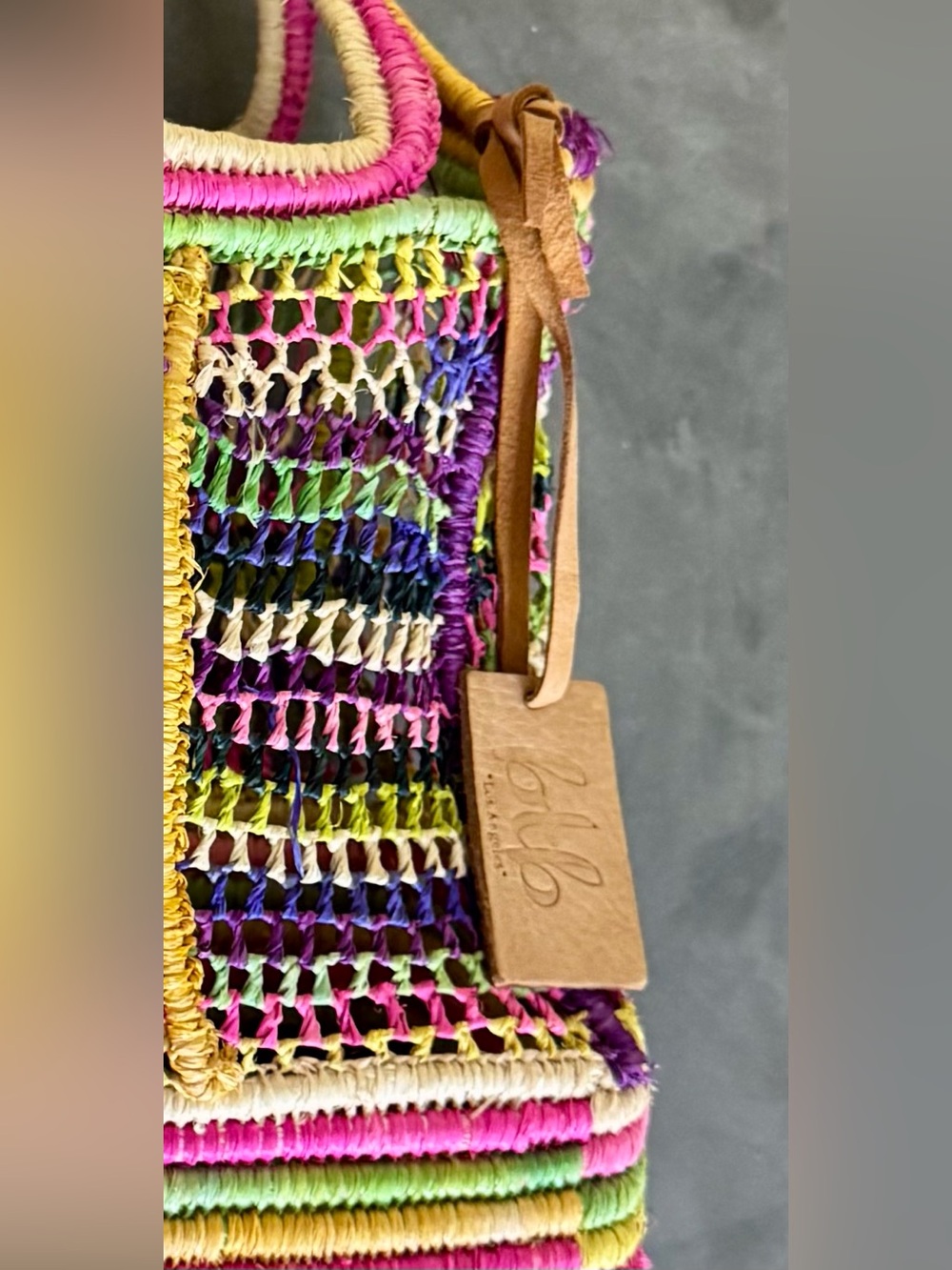 BTB Los Angeles Multicolor Raffia Architectural Open-Weave Tote - Picture 3 of 9